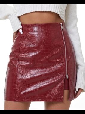 Faux Croc Pleather Mini Skirt
